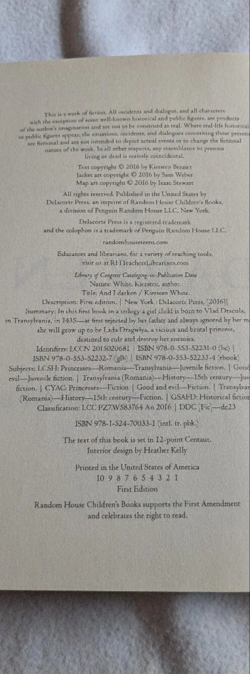 And I Darken: The Conqueror's Saga #1 Kiersten White First Edition Hardcover